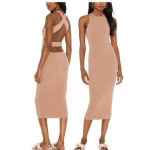 NWT House Of Harlow 1960 Jesse Ribbed Knit Cross Back Fitted Cocoon Dress